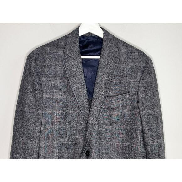 Ted Baker London Kyle SPJ Plaid Long Sleeve Notch Lapel Single Breast Blazer 44R - Picture 2 of 10